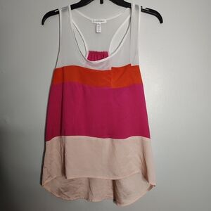 Ambiance Apparel Sleeveless Orange PinkColorblock Tunic Tank Top Women's Medium